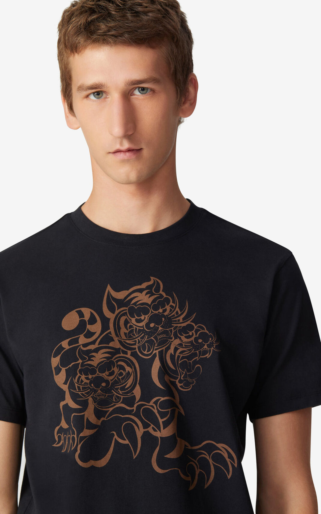 Kenzo x KANSAIYAMAMOTO Three Tigers Camisetas Hombre Negras | 2614308-WZ